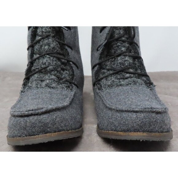 The Sak Sakroots Womens 10 Gray Jayla Boots Lace Up Booties Owl Felt Boucle NEW - Picture 6 of 12